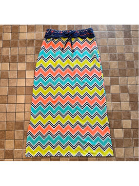 Girls MY MICHELLE Girls Coral Green Chevron Maxi Skirt M